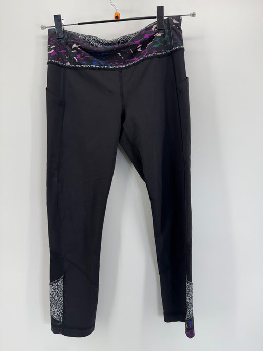 Lululemon Black Colorful Waist Band Capri Leggings