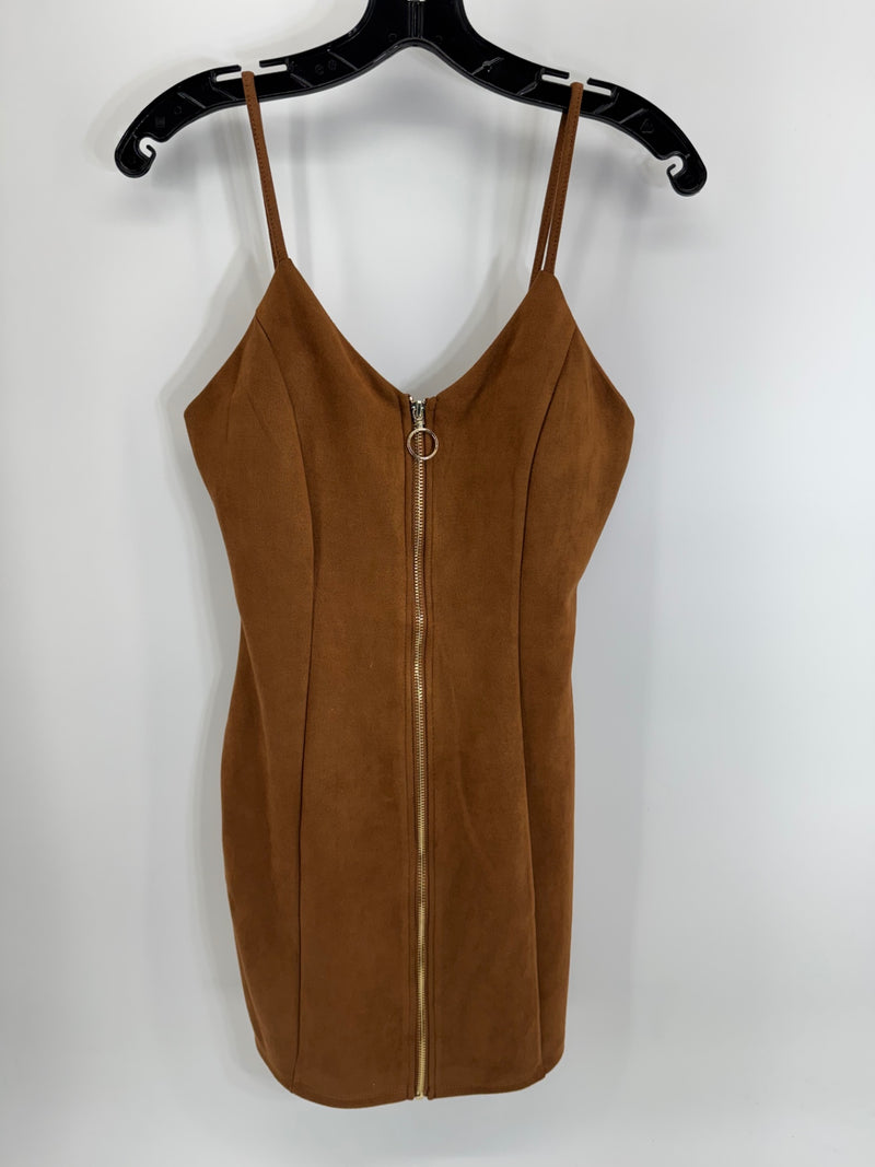 Iris Brown Suede Zip Up Dress