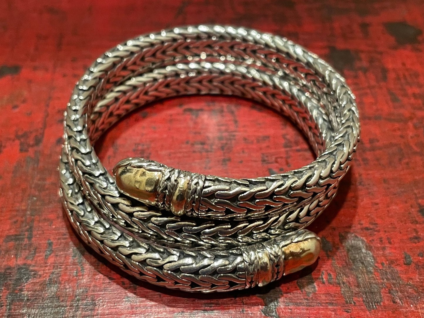 John Hardy Sterling Silver and 22K Gold Coil Bracelet