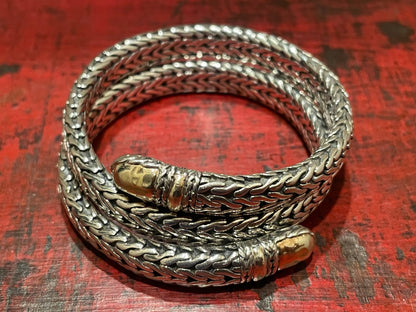 John Hardy Sterling Silver and 22K Gold Coil Bracelet