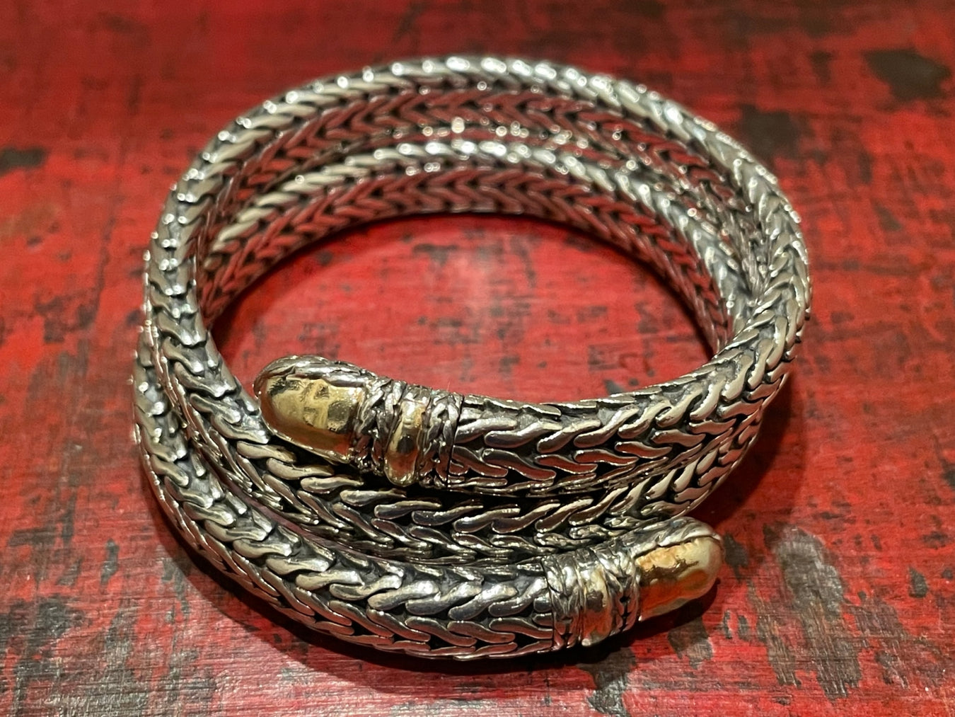 John Hardy Sterling Silver and 22K Gold Coil Bracelet