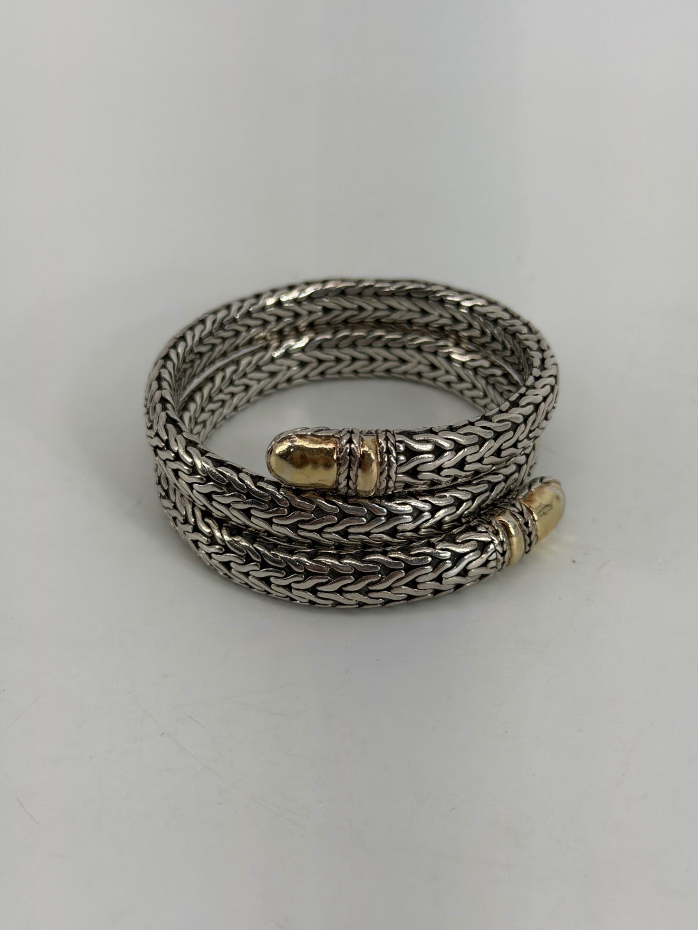 John Hardy Sterling Silver and 22K Gold Coil Bracelet