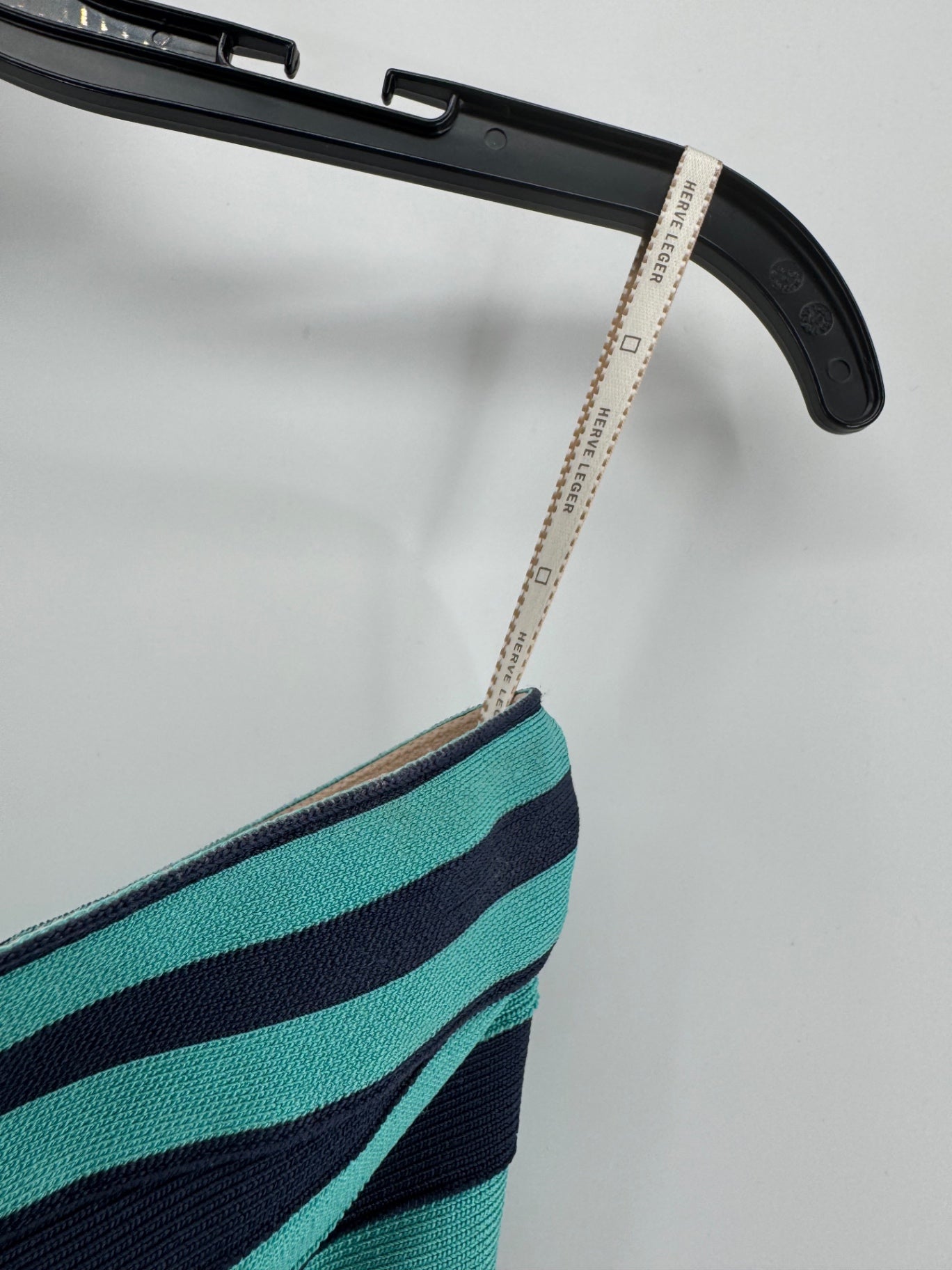 Herve Leger XS Strapless Bandage Mini Dress Blue Turquoise Bodycon