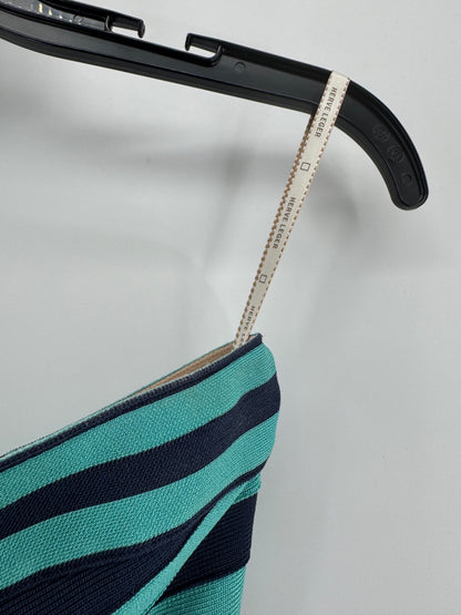 Herve Leger XS Strapless Bandage Mini Dress Blue Turquoise Bodycon