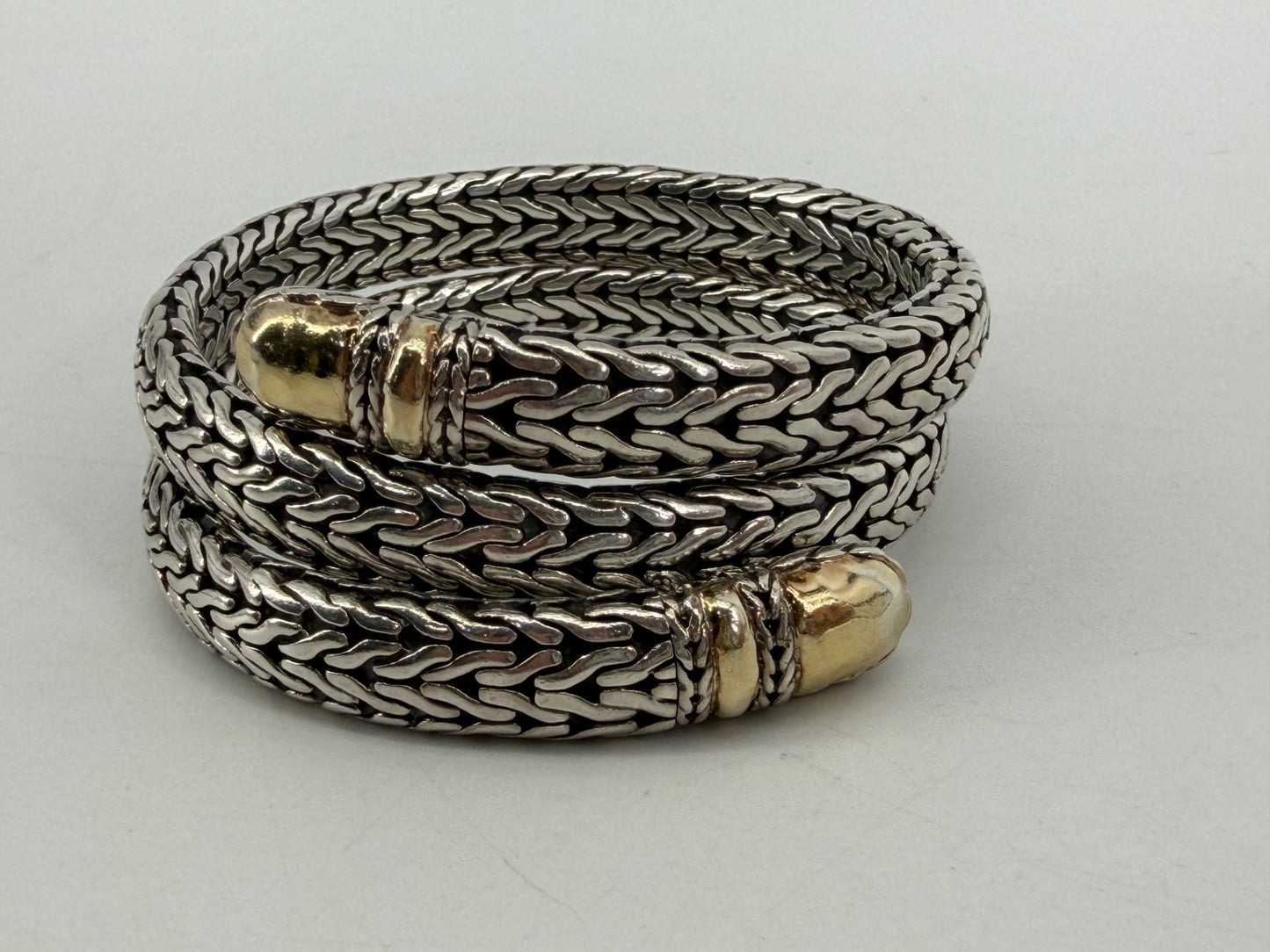 John Hardy Sterling Silver and 22K Gold Coil Bracelet
