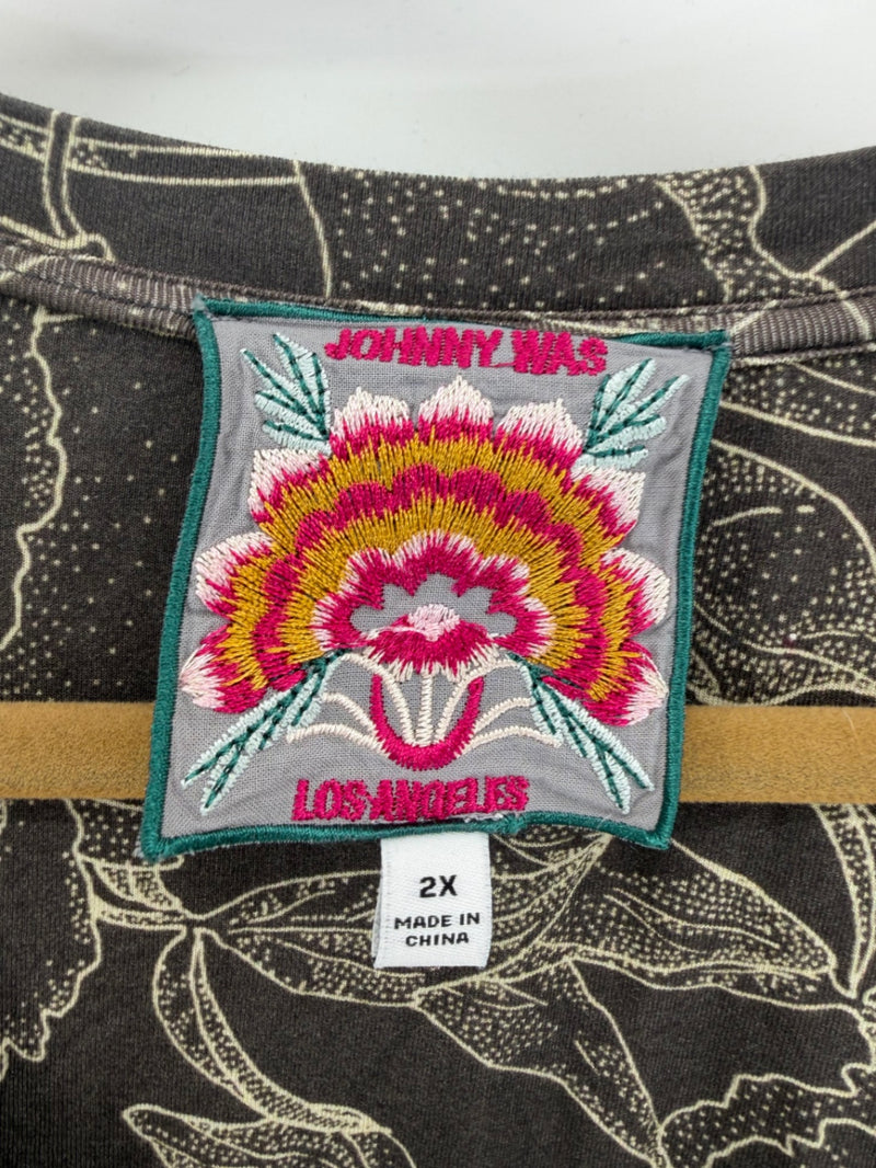 Johnny Was Gray Floral Garden LS - 2X