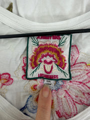Johnny Was White Floral Embroidered Tee