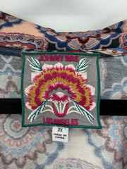 Johnny Was - Blue Paisley LS Collared Top - 2X