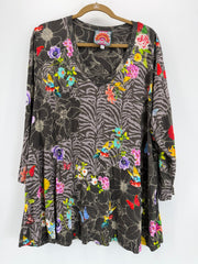 Johnny Was Gray Floral Garden LS - 2X