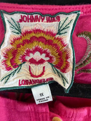 Johnny Was Pink Half Button Top - 1X