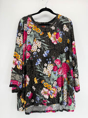 Johnny Was Black Floral LS Bamboo - 2X