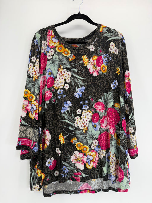 Johnny Was Black Floral LS Bamboo - 2X