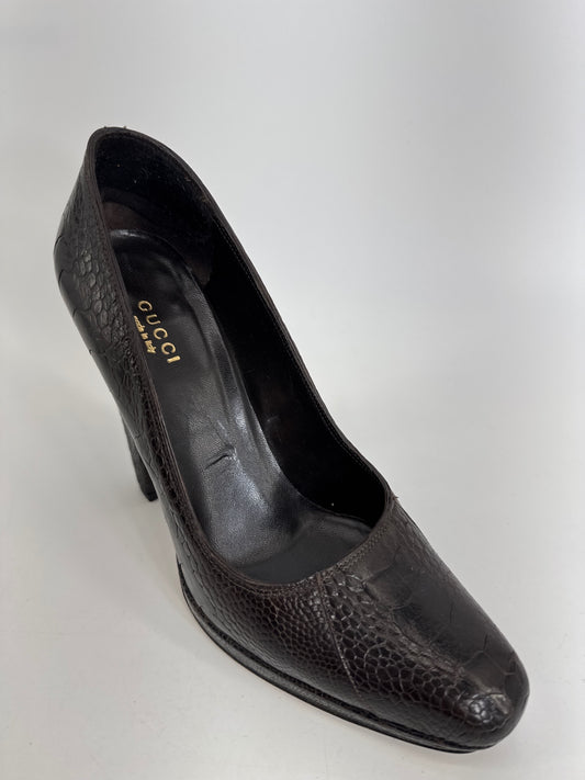 Gucci Croc Embossed Heels