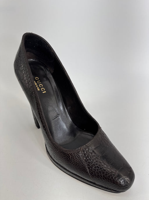 Gucci Croc Embossed Pump Heels Size 7