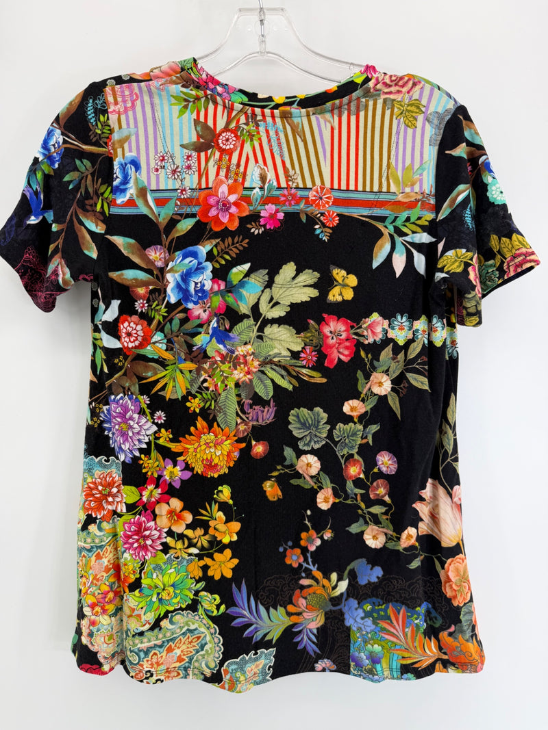 Johnny Was Bohemian  Shirt XS Blue Floral