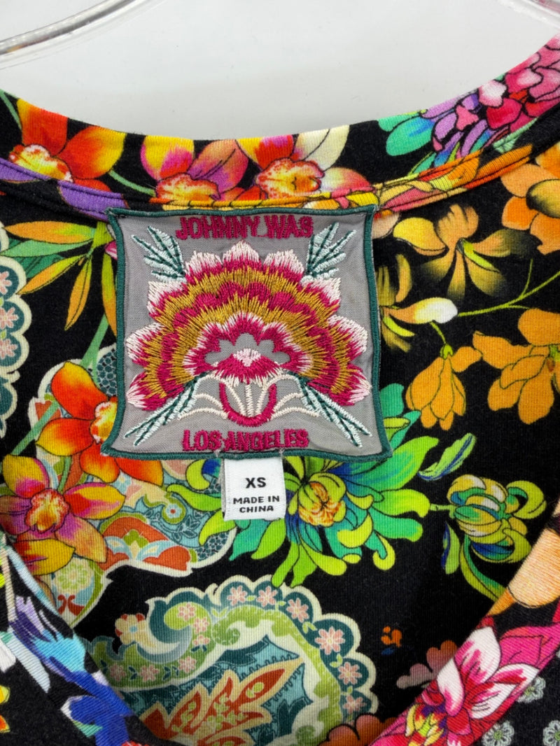 Johnny Was Bohemian  Shirt XS Blue Floral
