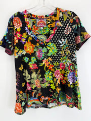 Johnny Was Bohemian  Shirt XS Blue Floral