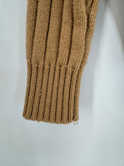 Tome Collective Tan Ribbed Knit Cropped Sweater