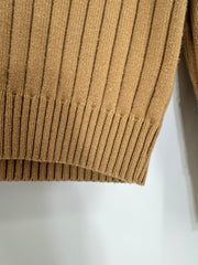 Tome Collective Tan Ribbed Knit Cropped Sweater