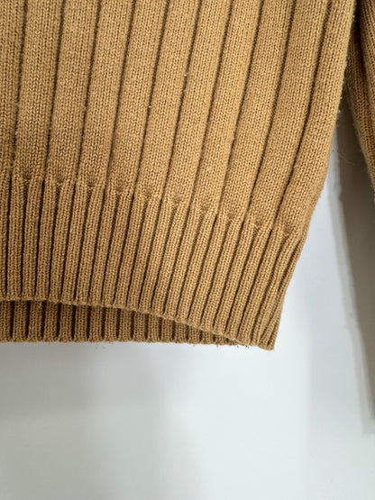 Tome Collective Tan Ribbed Knit Cropped Sweater