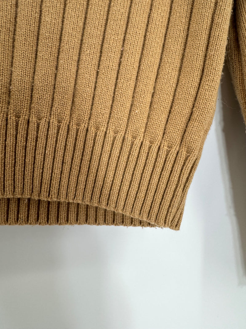 Tome Collective Tan Ribbed Knit Cropped Sweater