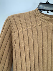 Tome Collective Tan Ribbed Knit Cropped Sweater