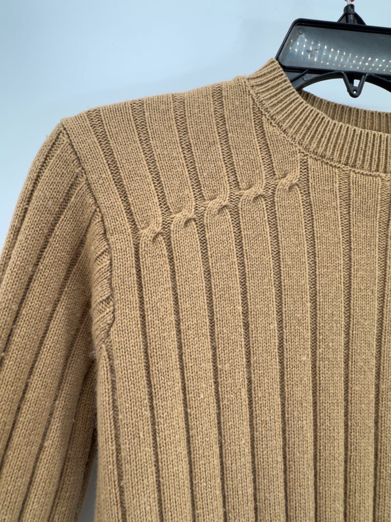 Tome Collective Tan Ribbed Knit Cropped Sweater