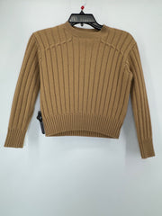 Tome Collective Tan Ribbed Knit Cropped Sweater