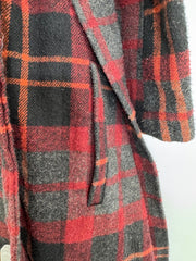 BB Dakota Plaid Fringe Wrap Coat w/ Belt Sz Sm