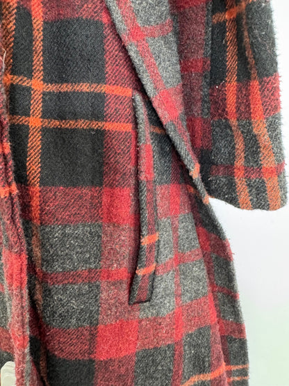 BB Dakota Plaid Fringe Wrap Coat w/ Belt Sz Sm