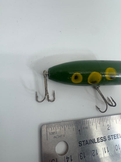 Heddon Chugger Spook Old Fishing Lure Yellow Green Black