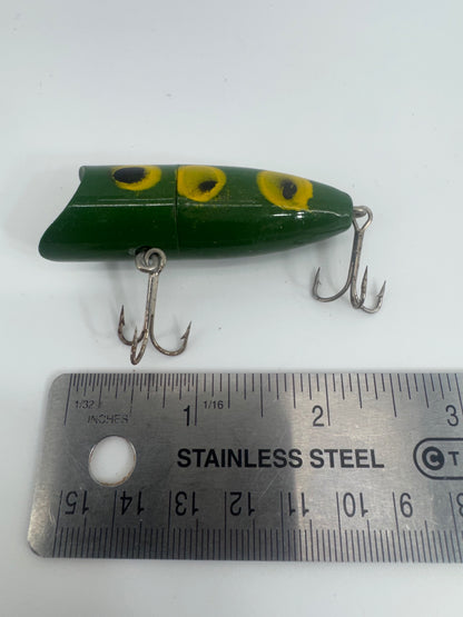 Heddon Chugger Spook Old Fishing Lure Yellow Green Black