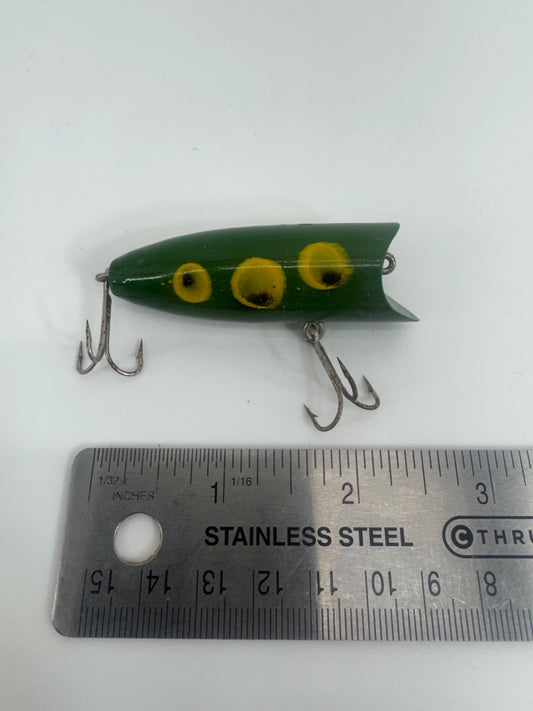 Heddon Chugger Spook Old Fishing Lure Yellow Green Black