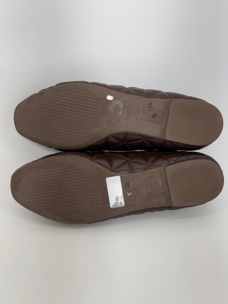 Schutz Quilted Ballet Flats Brown