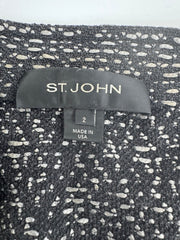 St. John Black Tweed Blazer Jacket 3/4 Sleeve Size 2