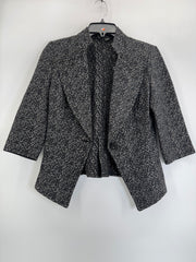 St. John Black Tweed Blazer Jacket 3/4 Sleeve Size 2