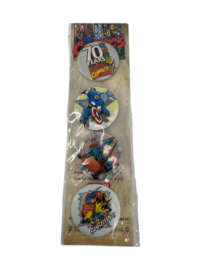 Marvel Comics 70th Anniversary Pins Buttons Captain America Spiderman Wolverine