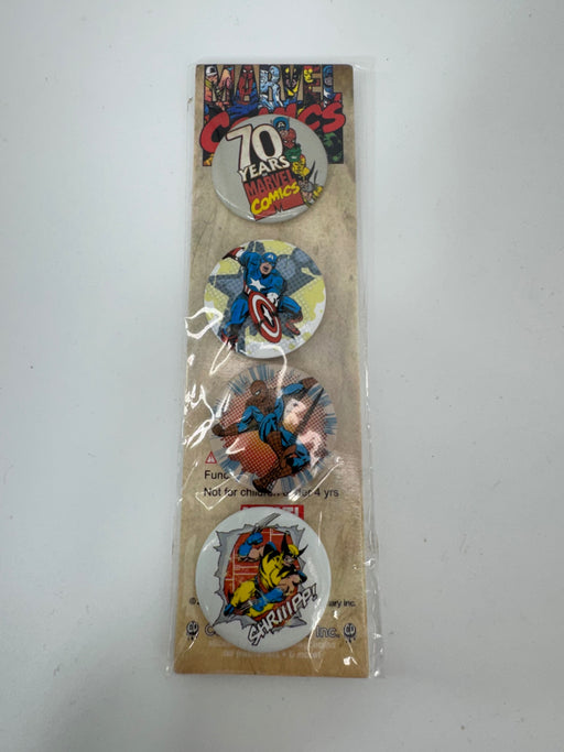 Marvel Comics 70th Anniversary Pins Buttons Captain America Spiderman Wolverine