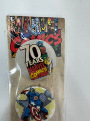 Marvel Comics 70th Anniversary Pins Buttons Captain America Spiderman Wolverine