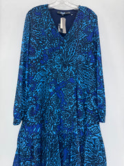 Eva Franco Alfonso Dress For Anthropologie, Blue Floral Mesh NEW Small