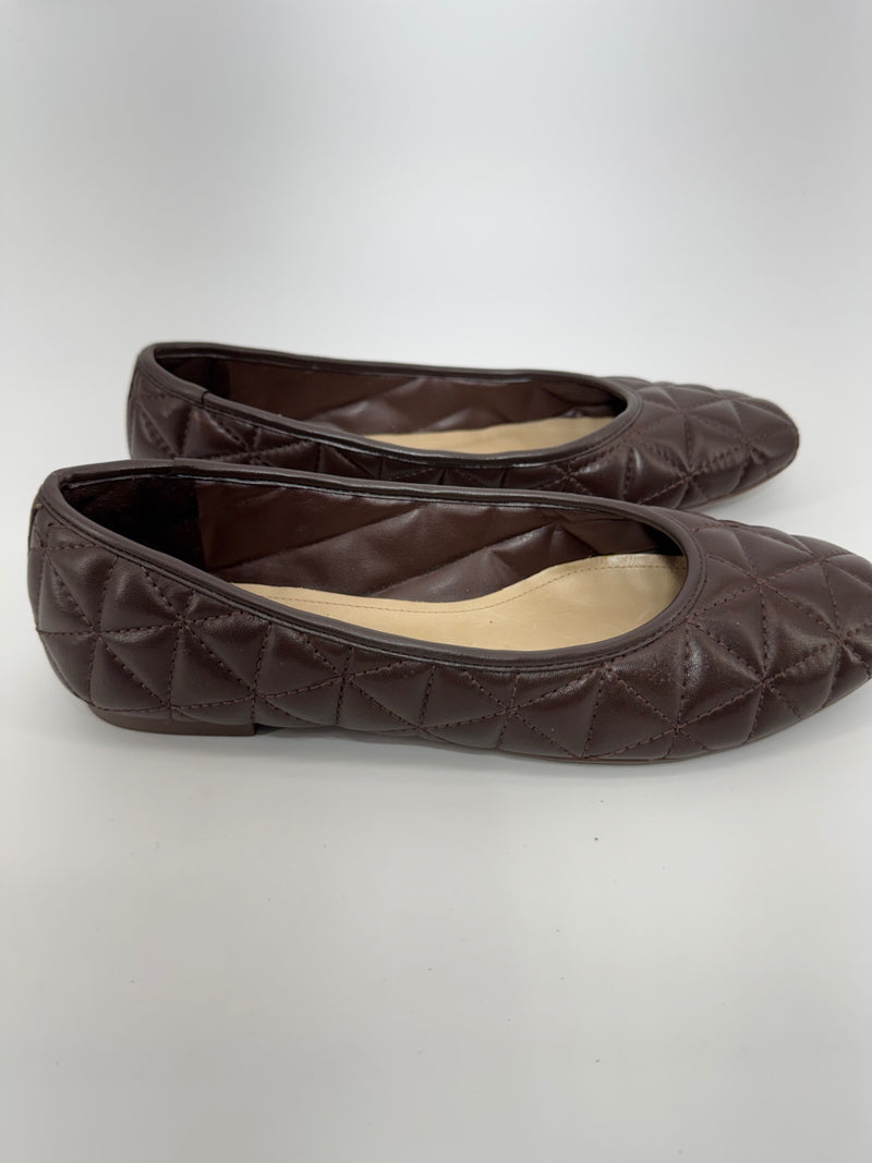 Schutz Quilted Ballet Flats Brown