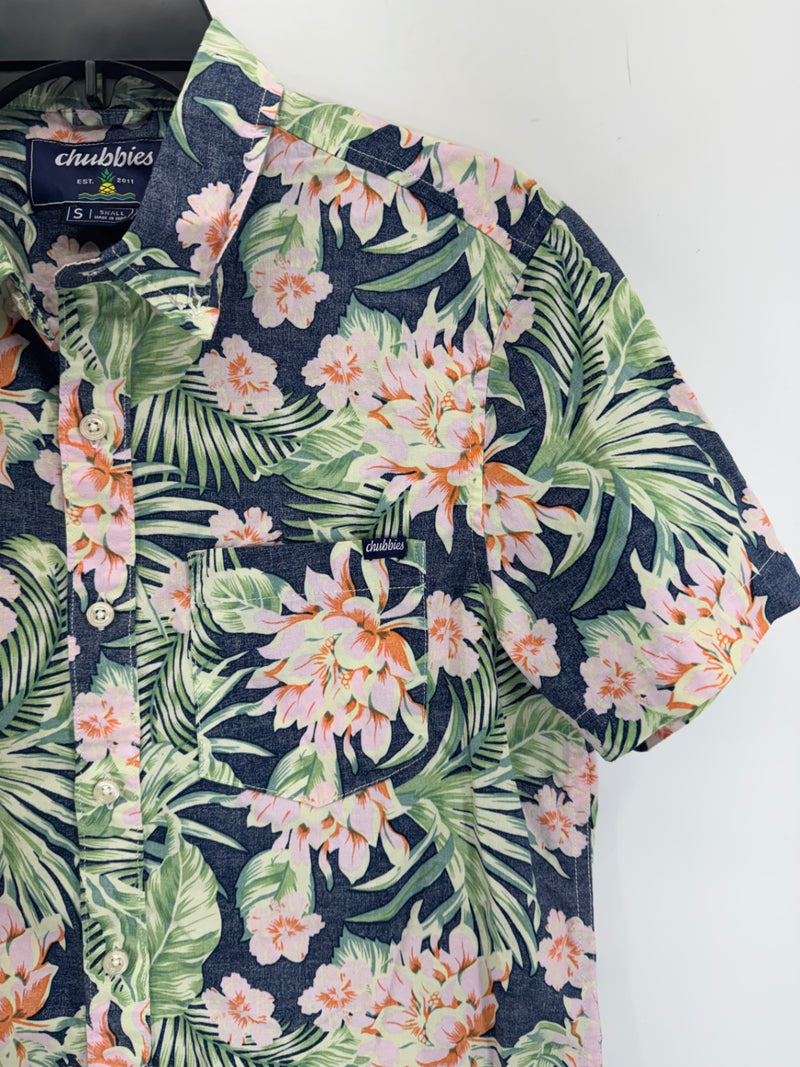 Chubbies Blue/Pink Hawaiian Button Up Shirt