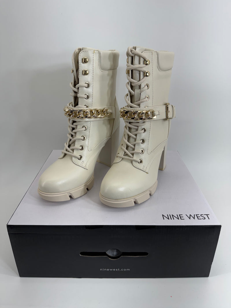 Nine West Ivory Heeled Boots w/ Gold Chain