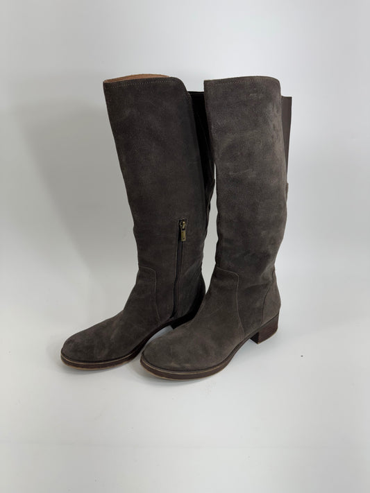 Lucky Brand Suede Brown/Grey Knee High Boots Sz 9.5