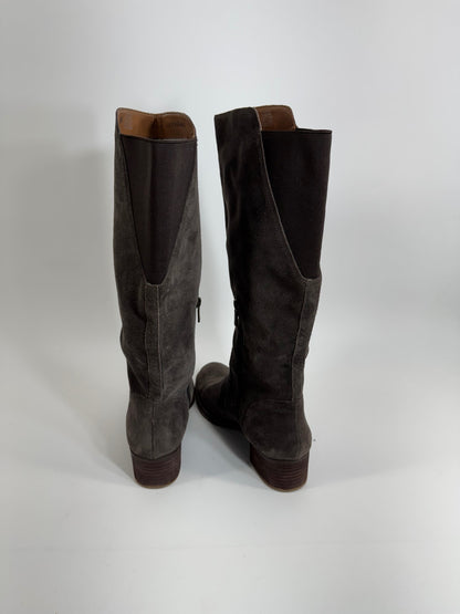 Lucky Brand Suede Brown/Grey Knee High Boots Sz 9.5