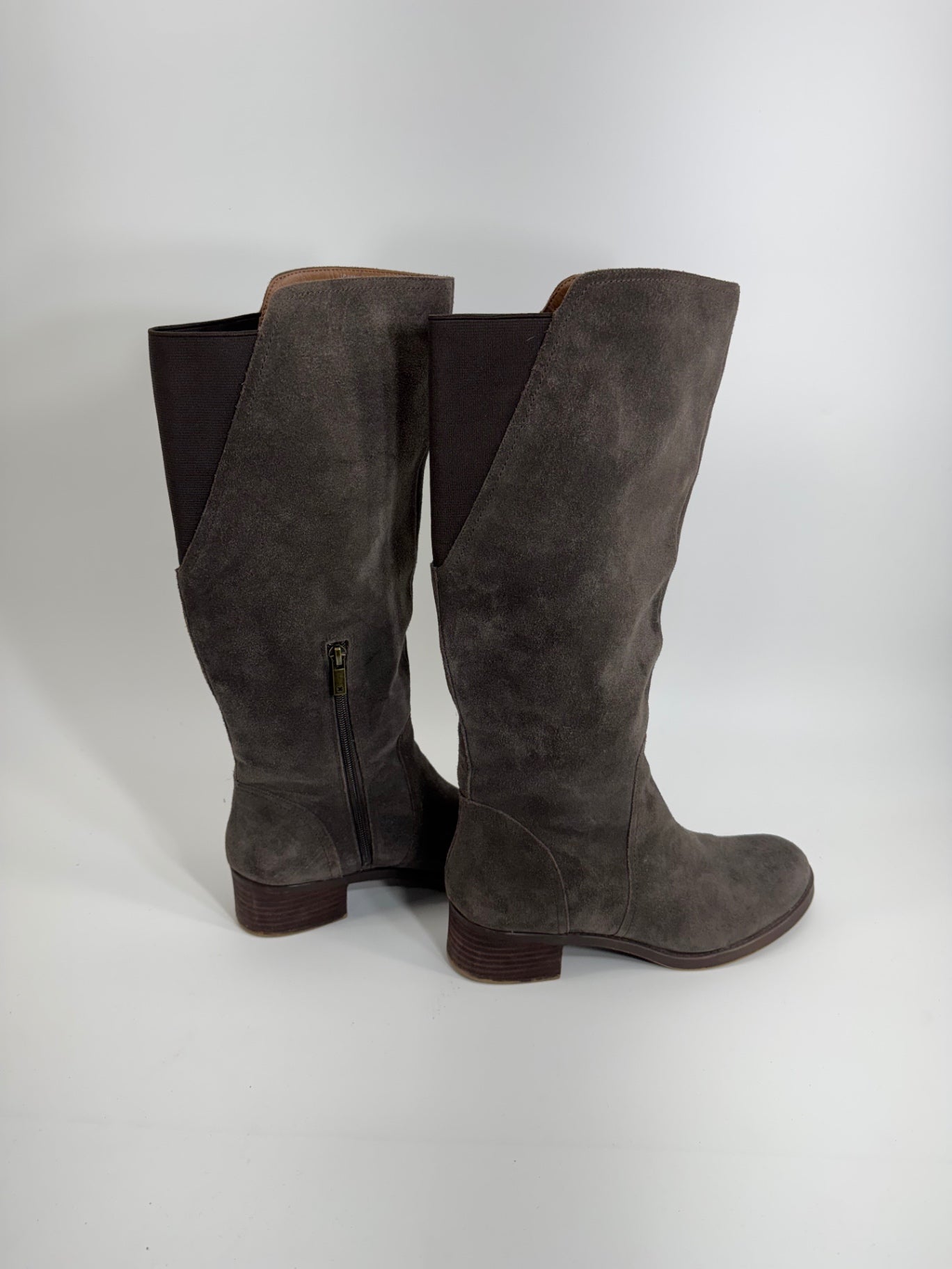Lucky Brand Suede Brown/Grey Knee High Boots Sz 9.5