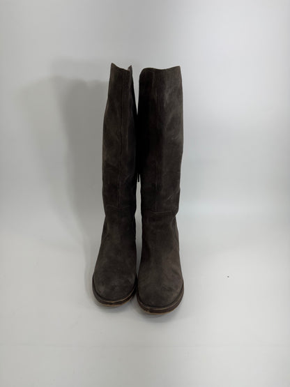 Lucky Brand Suede Brown/Grey Knee High Boots Sz 9.5