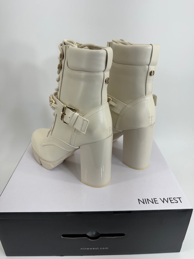 Nine West Ivory Heeled Boots w/ Gold Chain