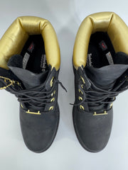 Timberland Heritage 6-Inch Waterproof Boots Black Nubuck w/ Gold Accents Sz 8