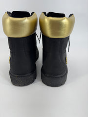 Timberland Heritage 6-Inch Waterproof Boots Black Nubuck w/ Gold Accents Sz 8